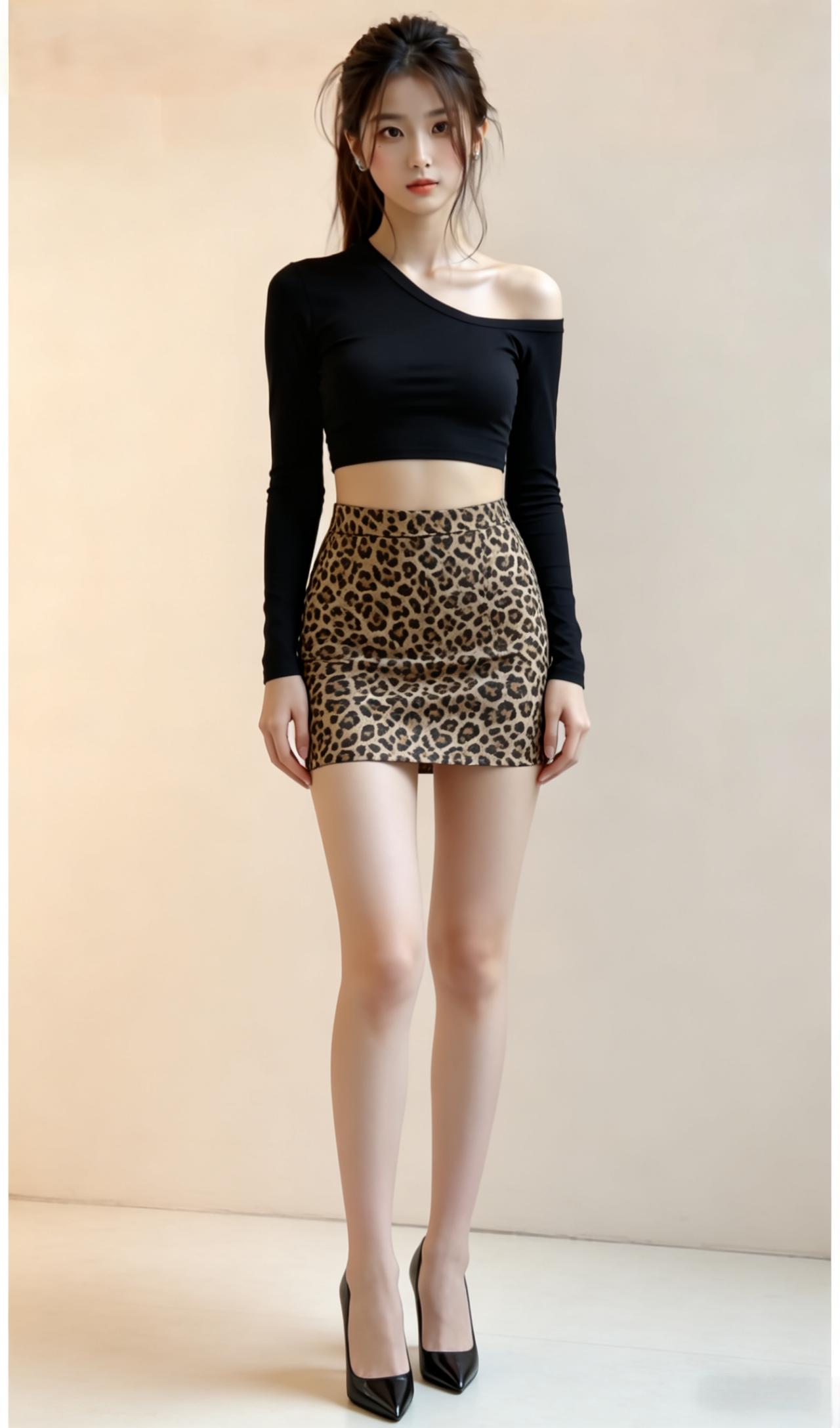 时尚秀场欣赏:豹纹包臀裙的时尚拍摄！