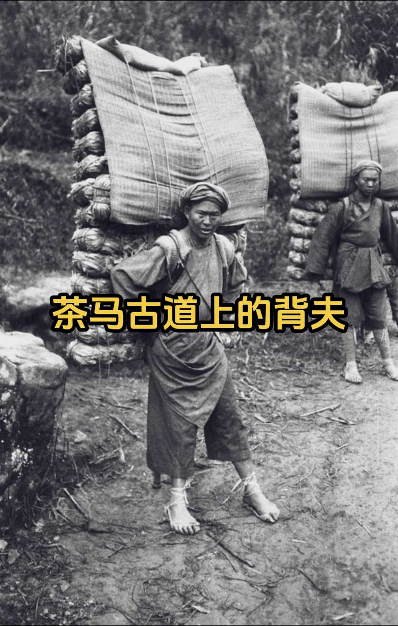 100年前的茶马古道 运茶叶的背夫。18世纪，茶马古道上的四川康定是当...