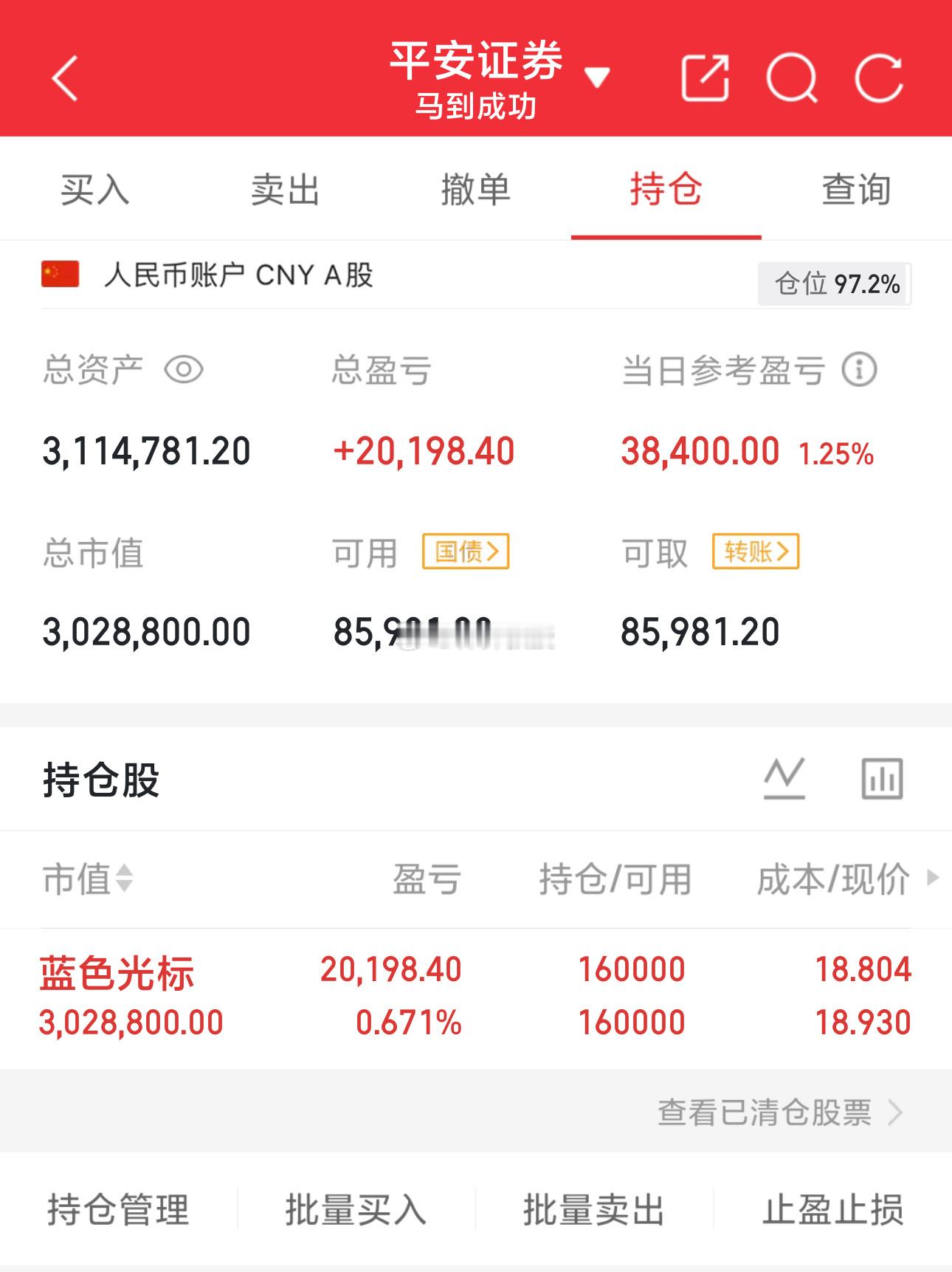 300万本金，目标1年做到1500万，1年翻五倍，欢迎各位关注！（第21天）持