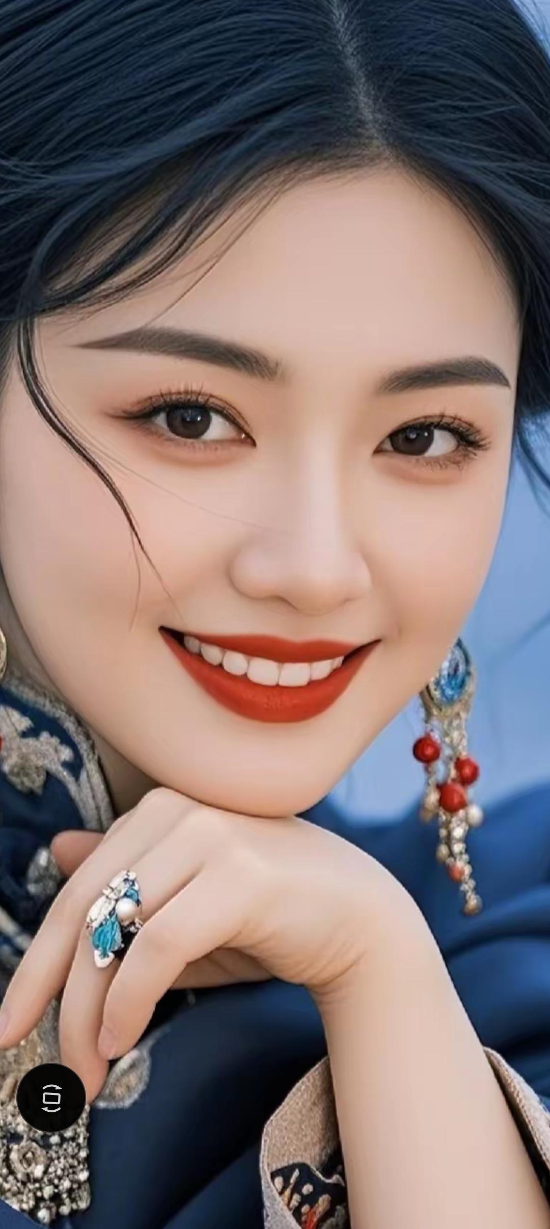 惊艳的东方美人，精致的妆容和华丽的饰品，尽显优雅与魅力！💄✨💍