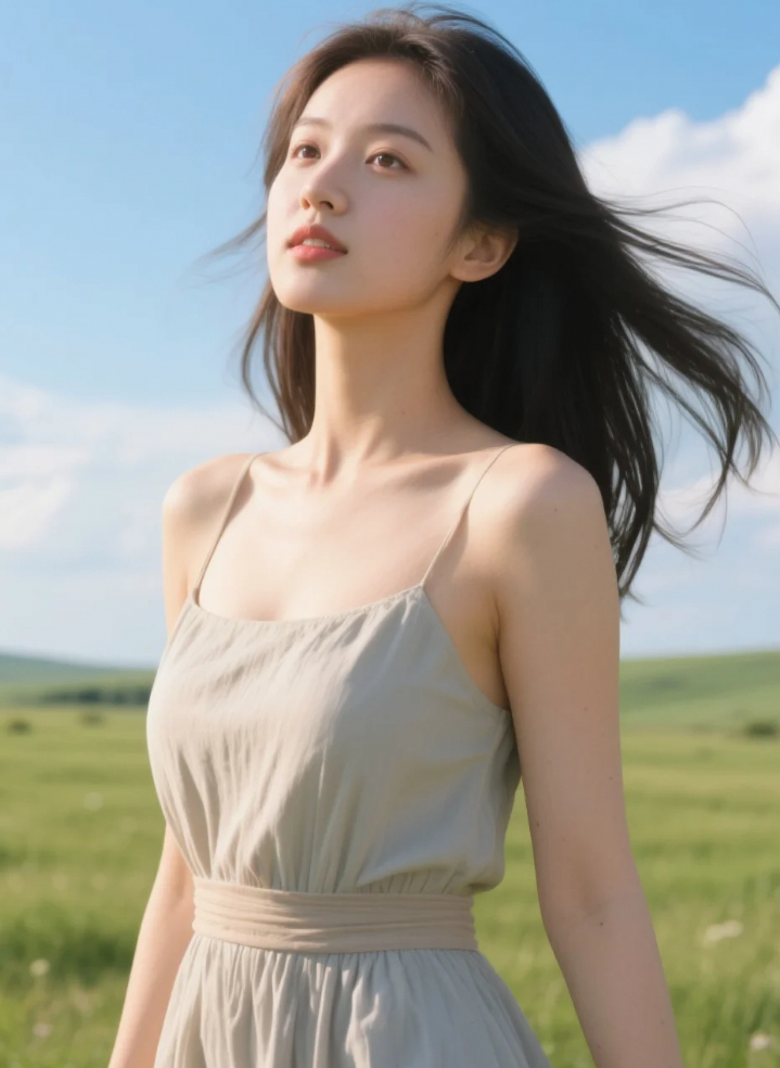 她与草原的邂逅，是这个季节最美的奇迹。