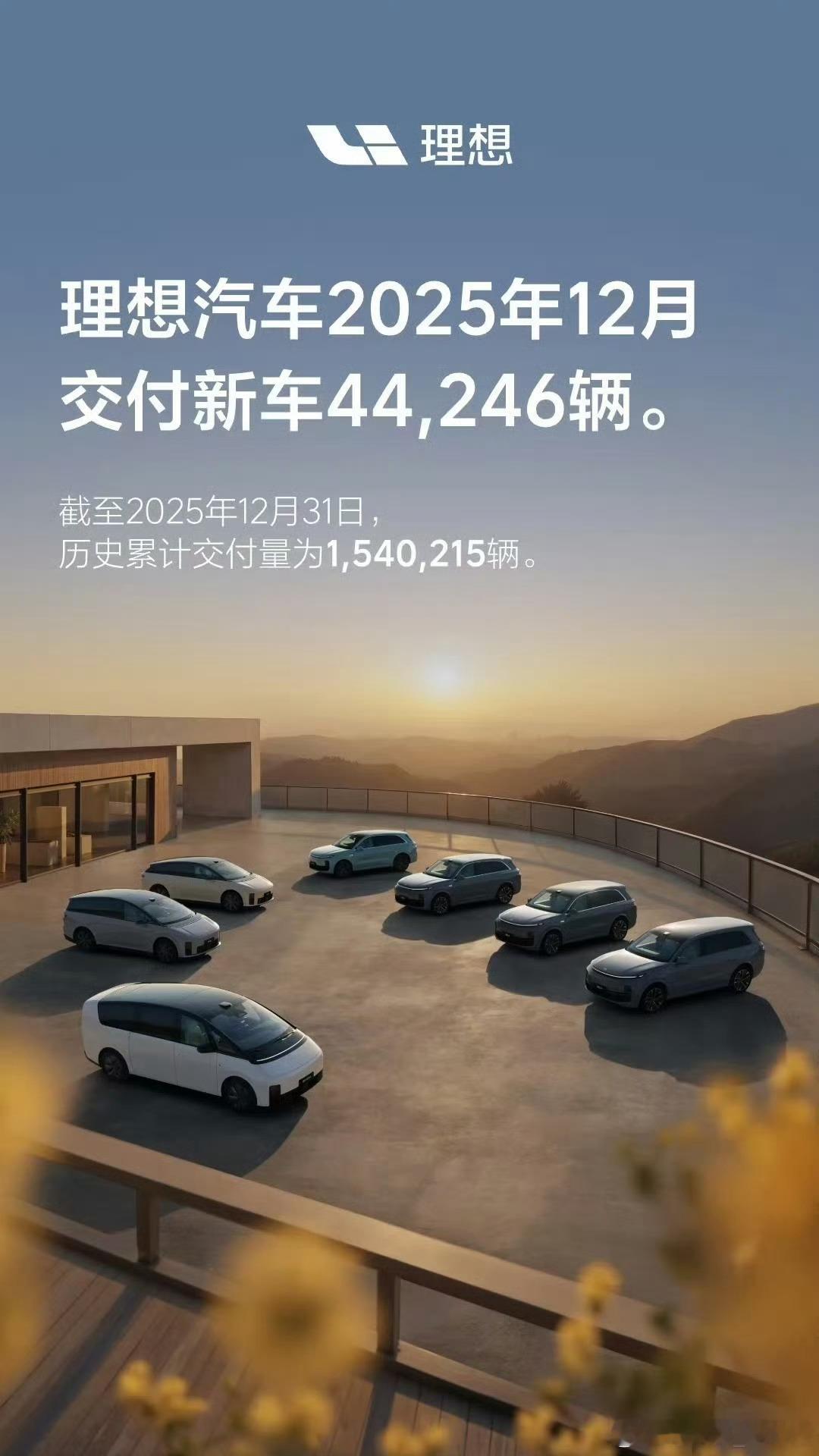 理想汽车2025年12月交付44,246辆、环比增长33.3%的成绩，展现出强劲