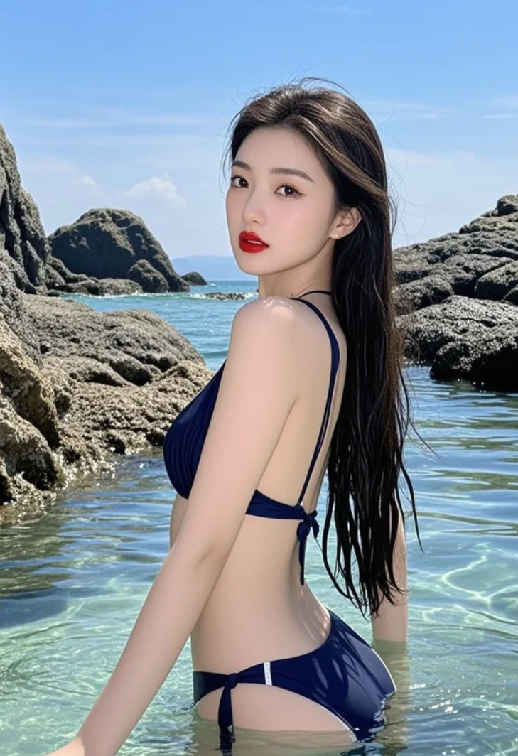 不需要滤镜，她就是海边最美的风景线
