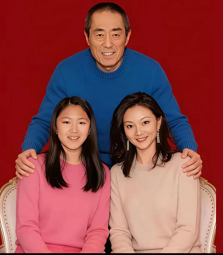 张艺谋与妻子、女儿
