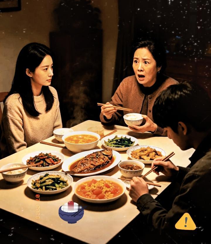 网络流传婚恋故事：**昨晚儿子带谈了三年的女友回家吃饭，饭吃一半，准儿媳拿纸巾擦
