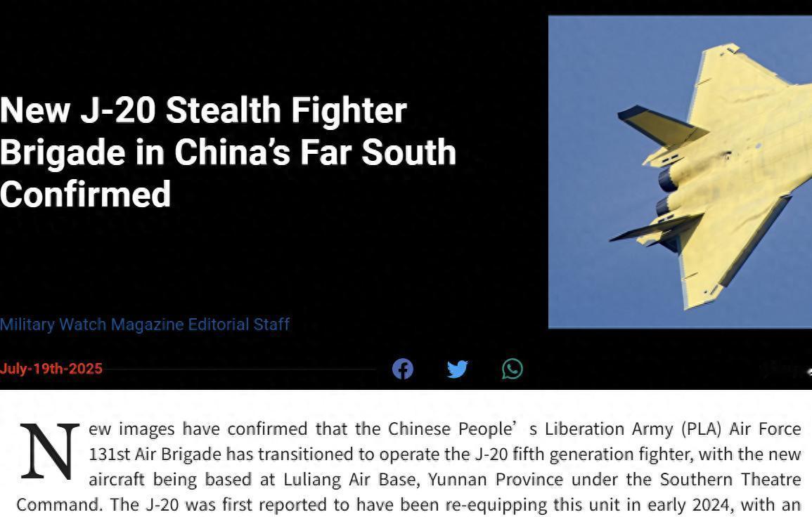 美媒：歼-20持续高速列装，涡扇-15即将上机铸就全球最强机动？美国“Mil