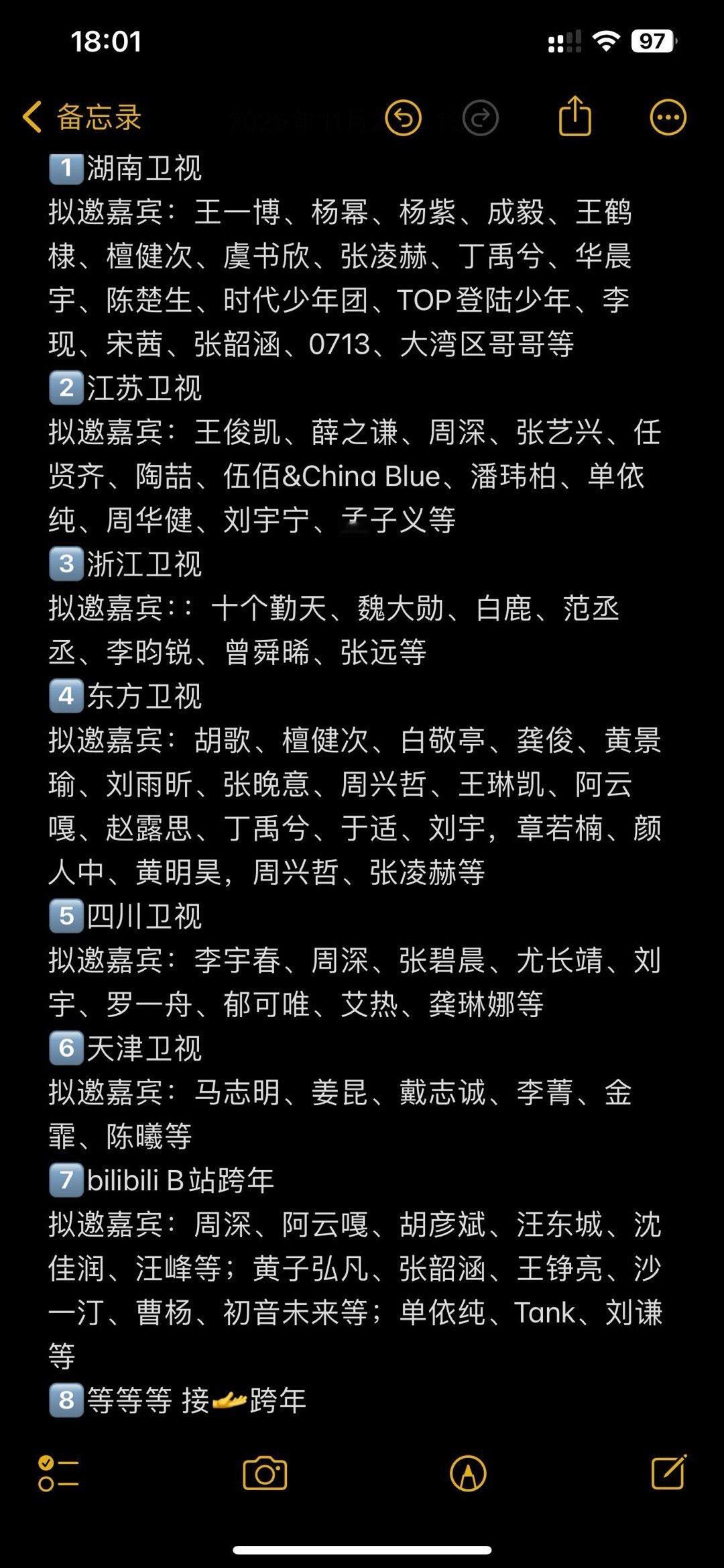 各大卫视跨年阵容来袭✅