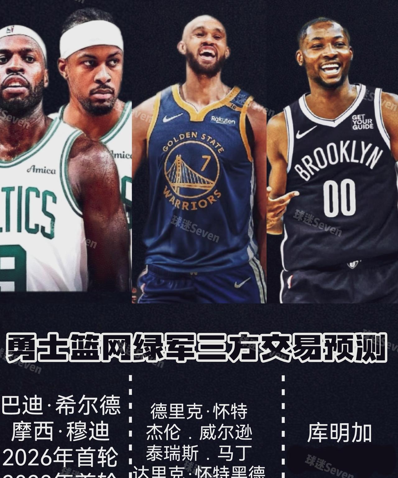 各取所需！勇士篮网绿军三方交易方案出炉！在绿军被爆出怀特也可被交易之后，其瞬间