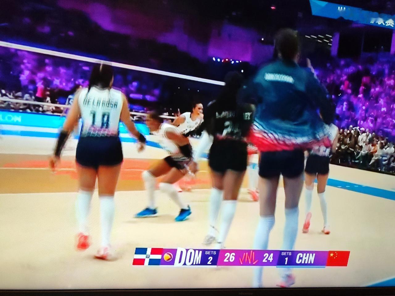 3：1，多米尼加女排战胜中国女排，2026年7月11号世界女排联赛香港站的比赛，