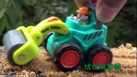 油罐大卡车停车2 挖掘机动画片 玩具车