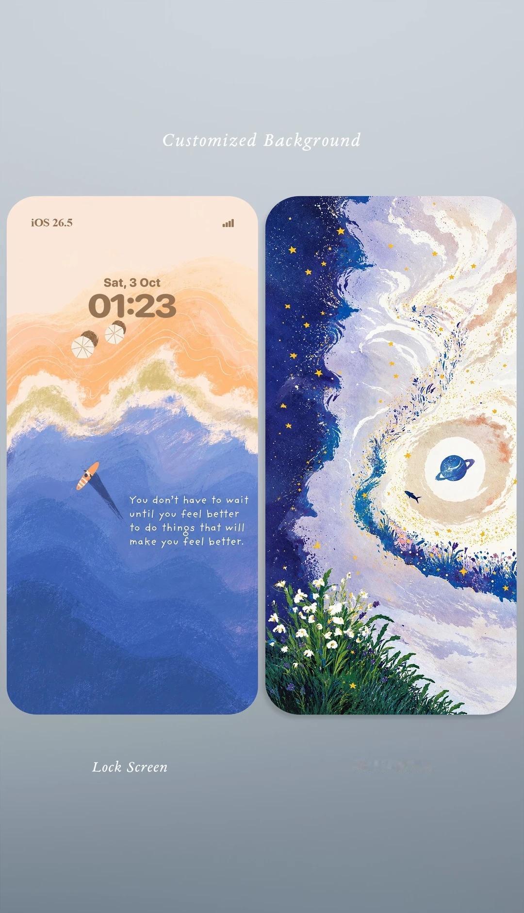 油画感成套iPhone壁纸！大海与宇宙的浪漫碰油画质感成套壁纸来啦🌊🌌锁