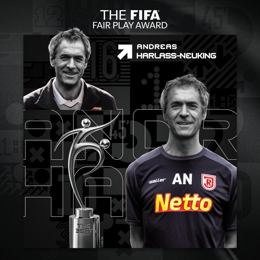 官方: 心脏复苏救球迷, 哈拉斯-纽金获得FIFA年度公平竞赛奖