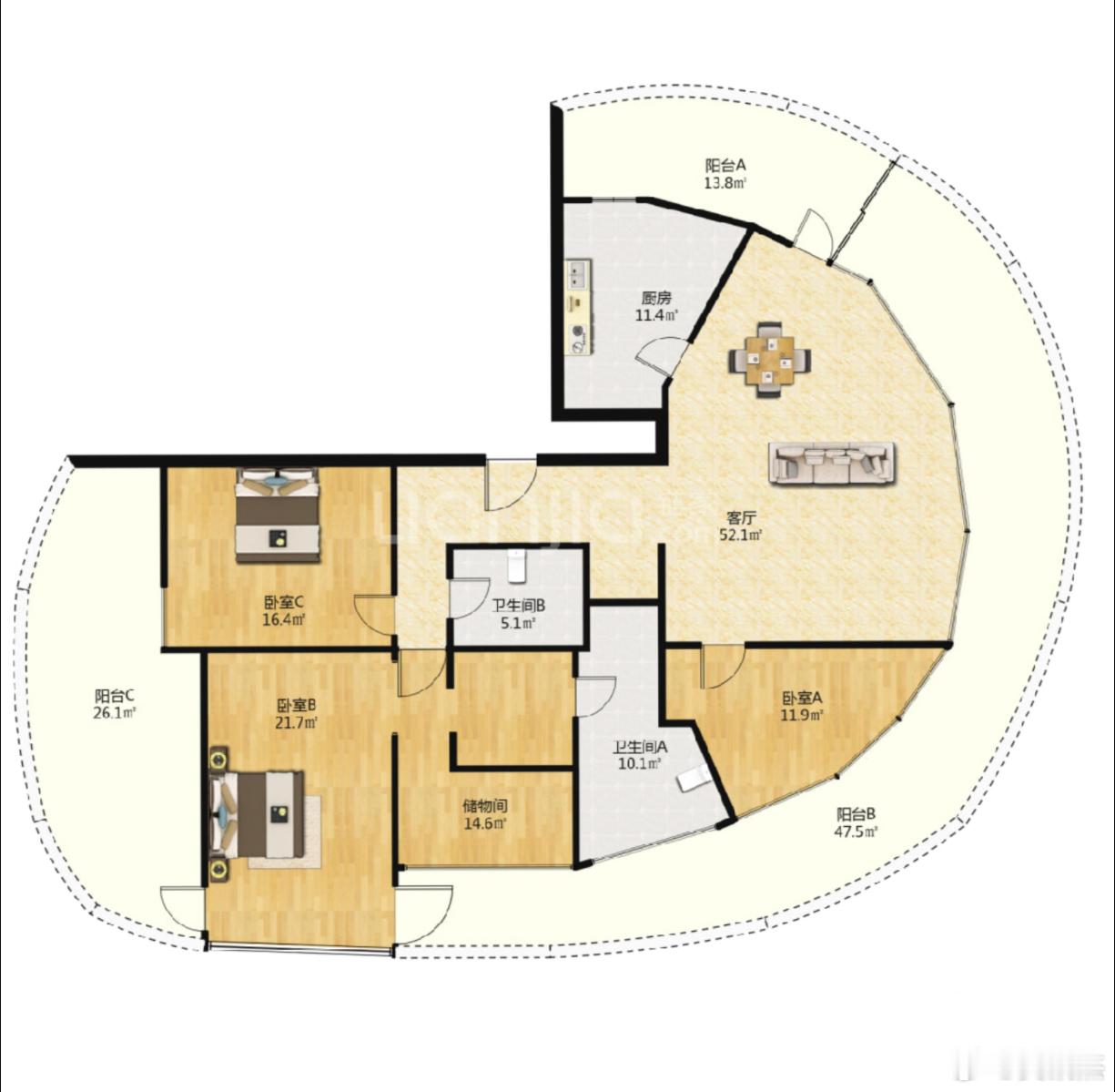 大家觉得这个户型怎么样？假如你自家有一套同面积、同地段的正常户型房子，你愿意跟它