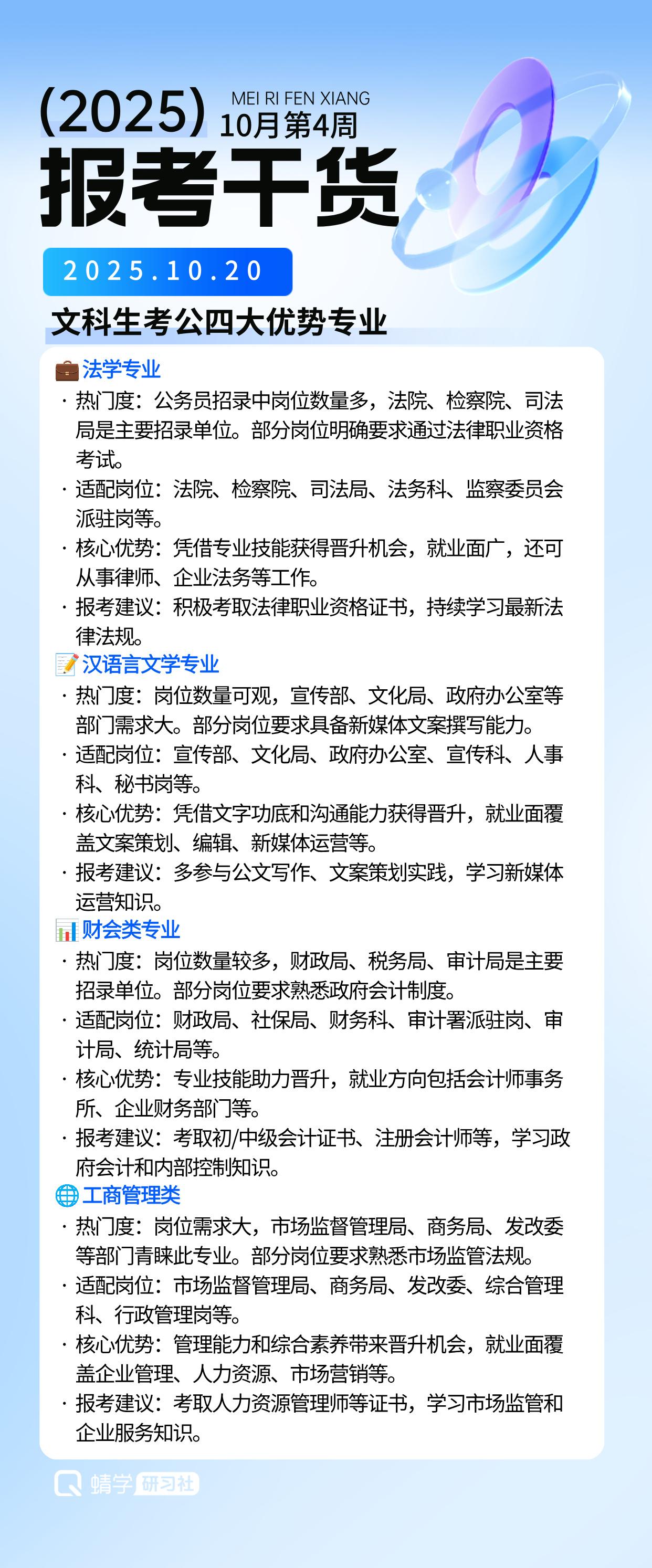 【高考解读-2026志愿填报知识分享】文科生考公四大优势专业💡考公专业选