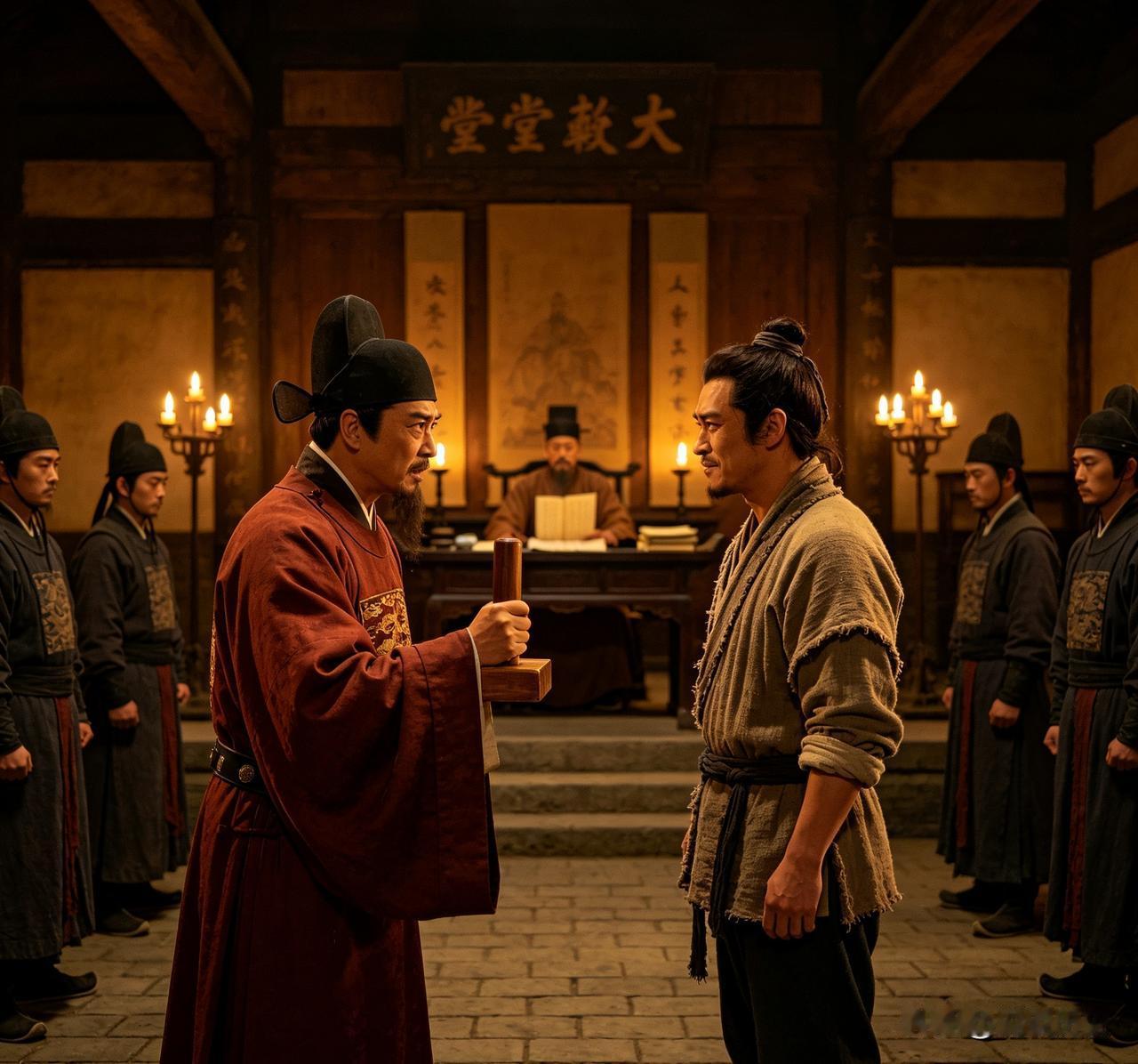 洪武十八年秋，安徽定远县，朱元璋微服私访被抓入大牢。县官审问，拍惊堂木：堂下何人