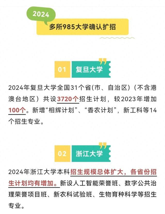 第 1 个：威斯尼斯官方：2024高考会降分 30多所“双一流”高校确定扩招! 速看