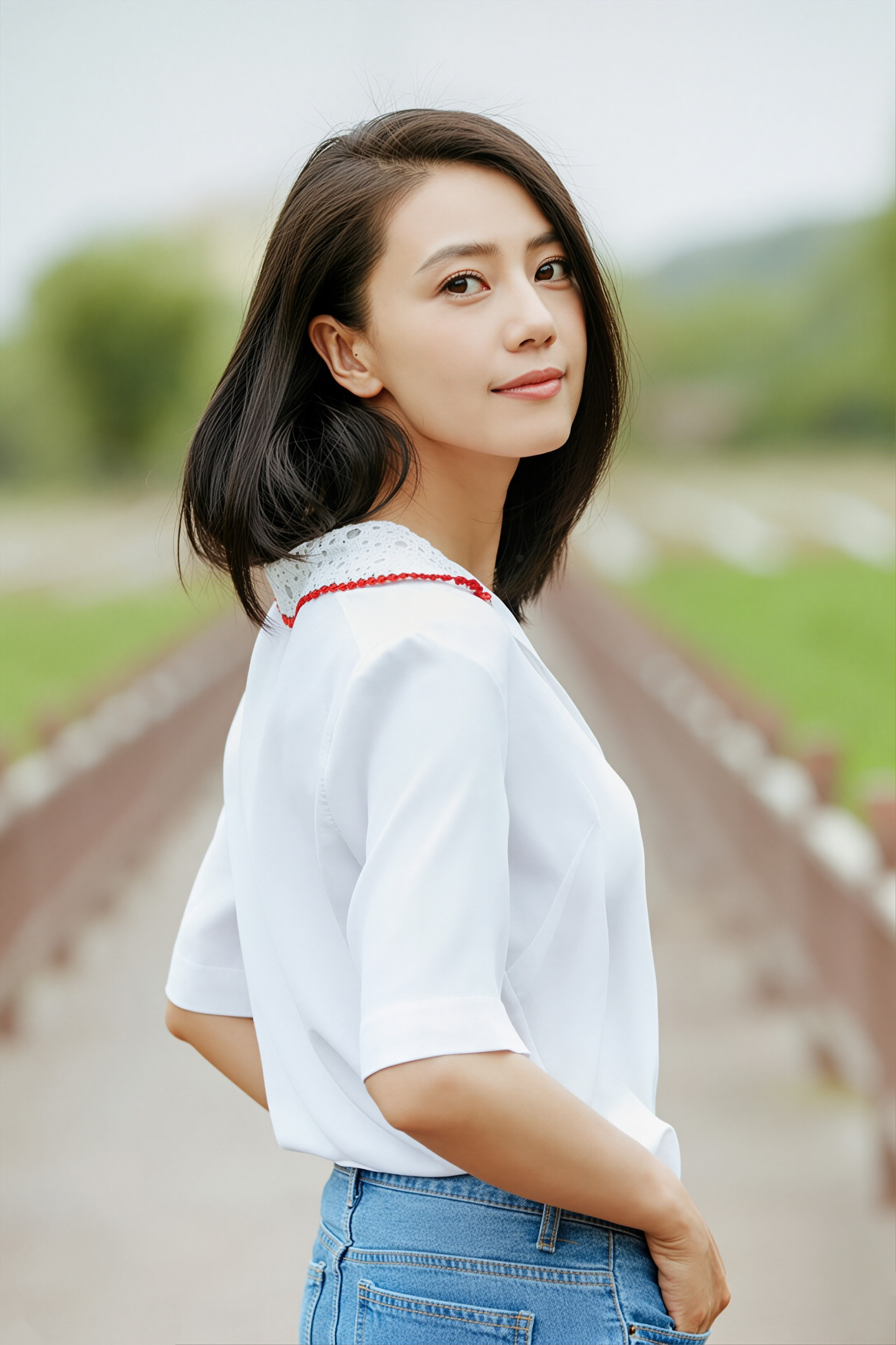 高圆圆这组春日随拍太有松弛感了✨白衬衫配牛仔裤的清爽穿搭，衬得她气质温婉又舒