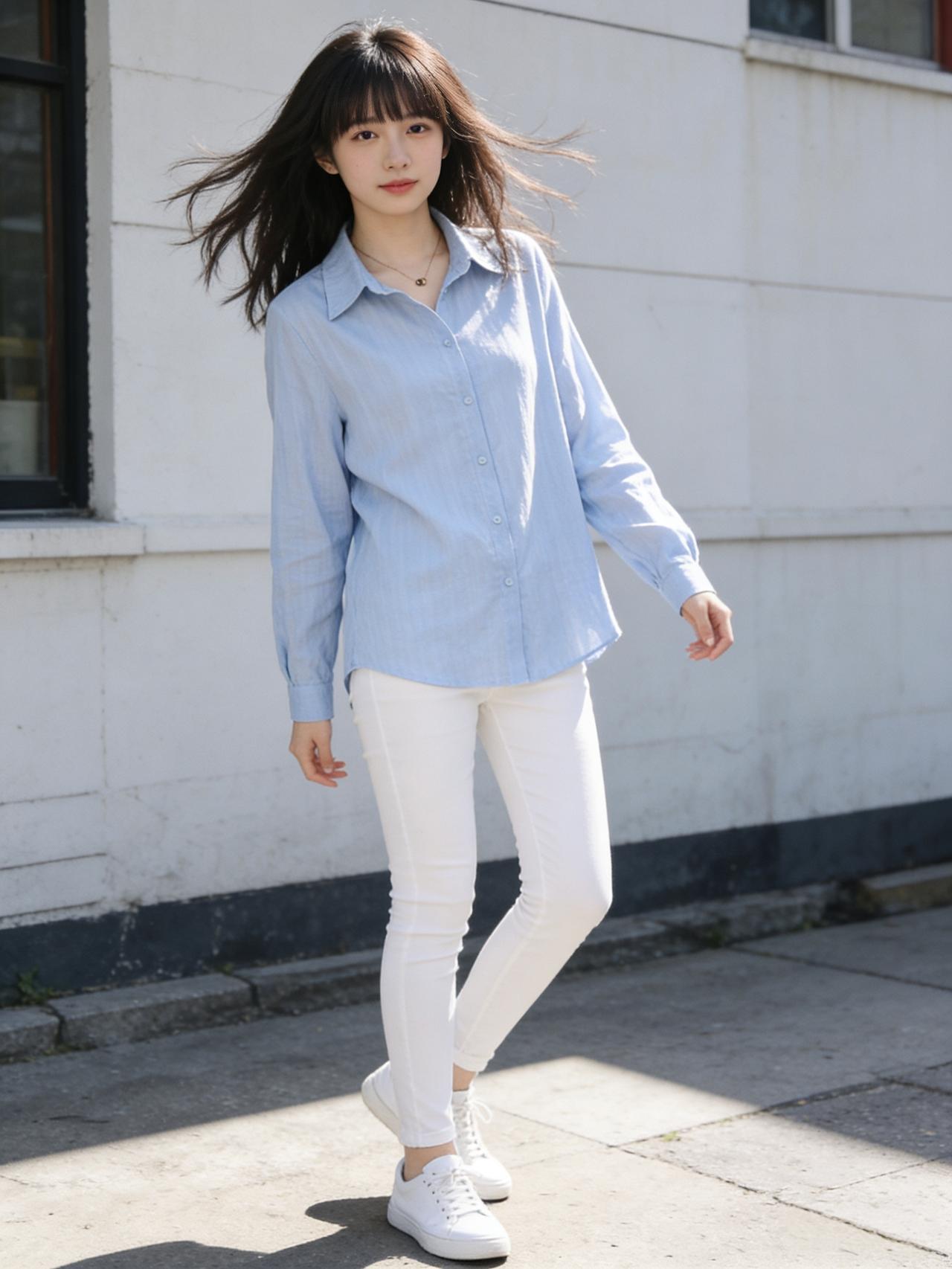 清新自然，简约风穿搭，轻松自在的一天🌞女生衬衫怎么穿好看女生怎么穿搭会看上去