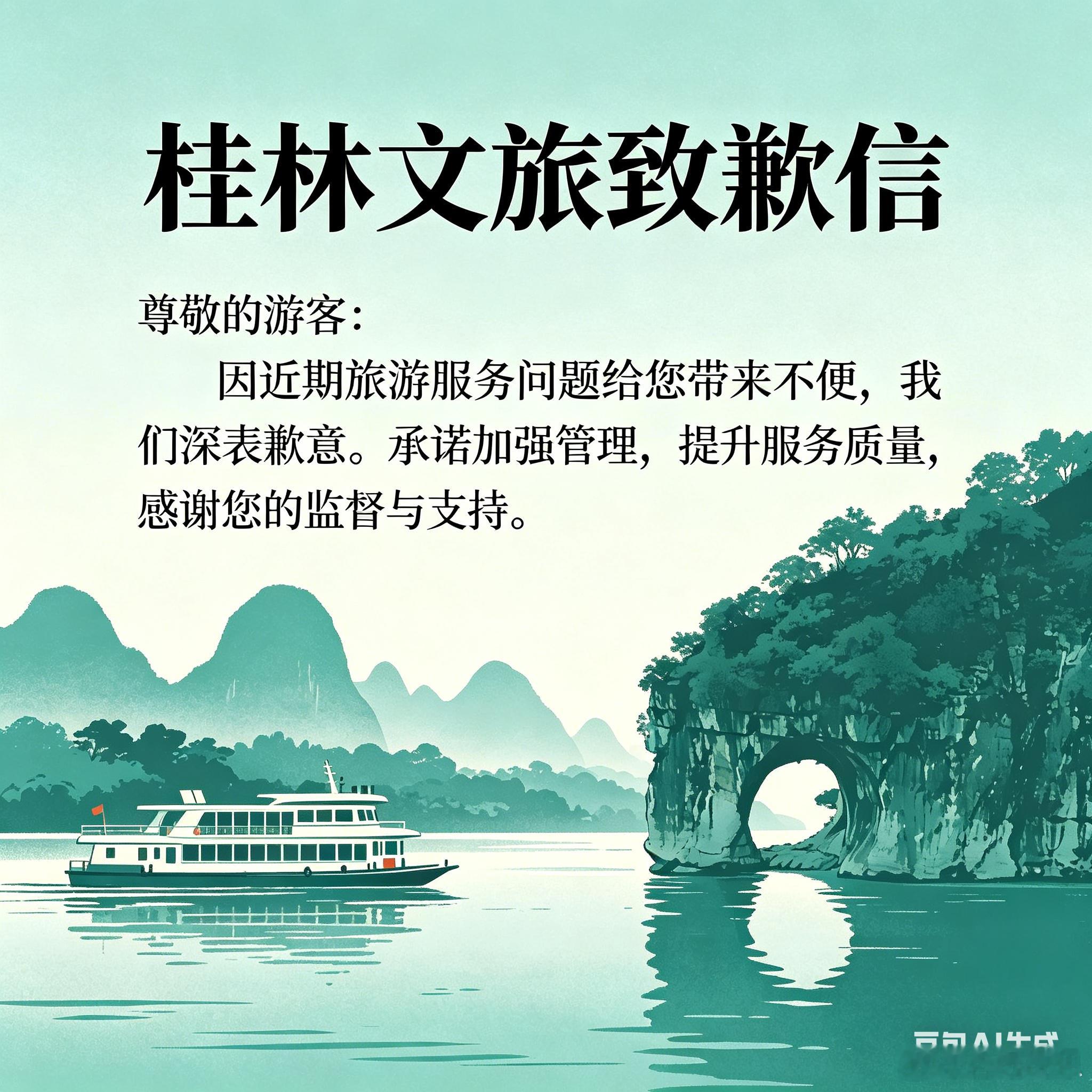 桂林文旅致歉“桂林山水甲天下，宰客一刀毁所有。”😡五一刚过，桂林文旅深夜发文致