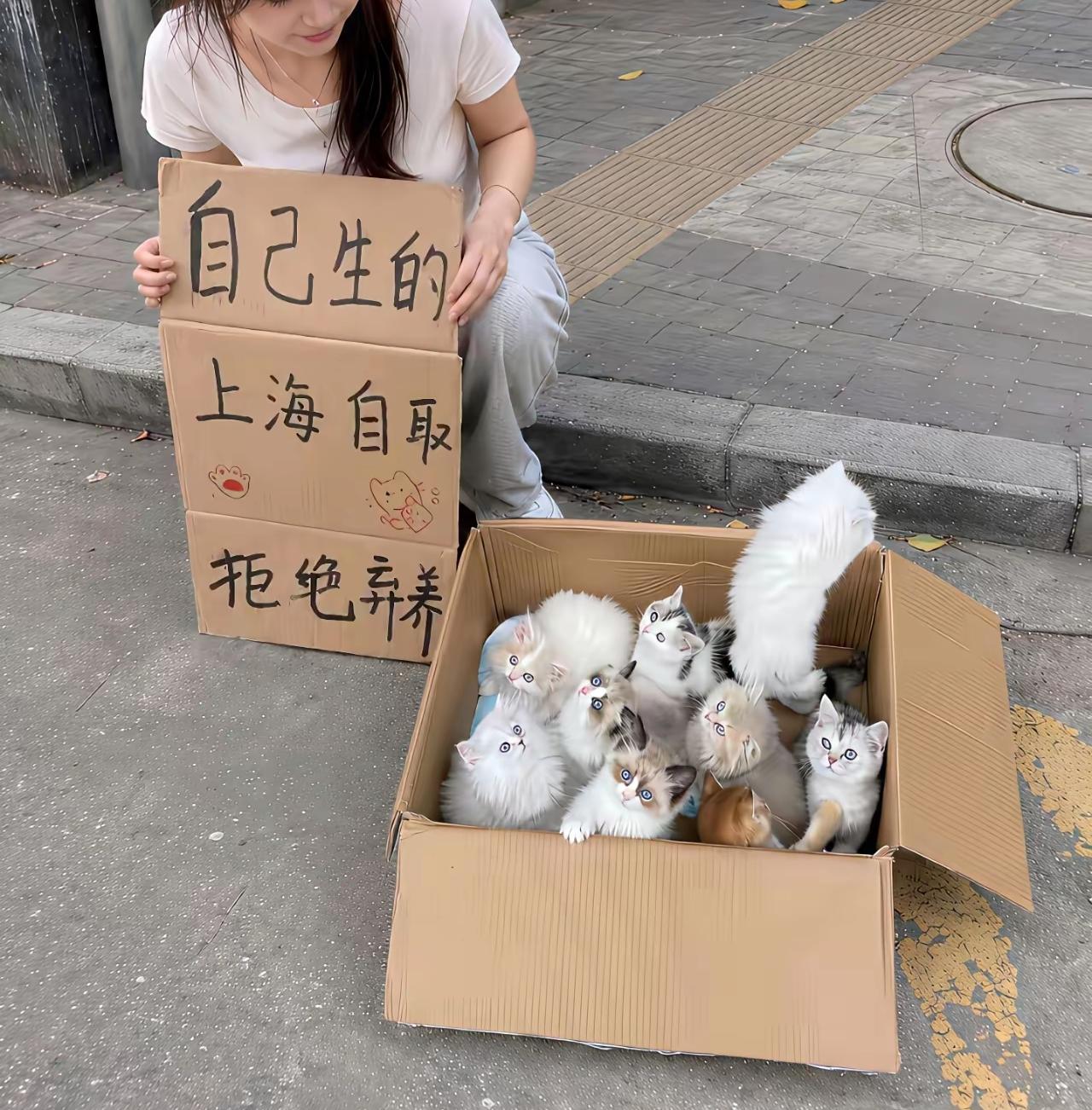 这些小猫是什么品种呀？简直太可爱了。拿到学校门口估计一下子就被抢光。估计是一只大