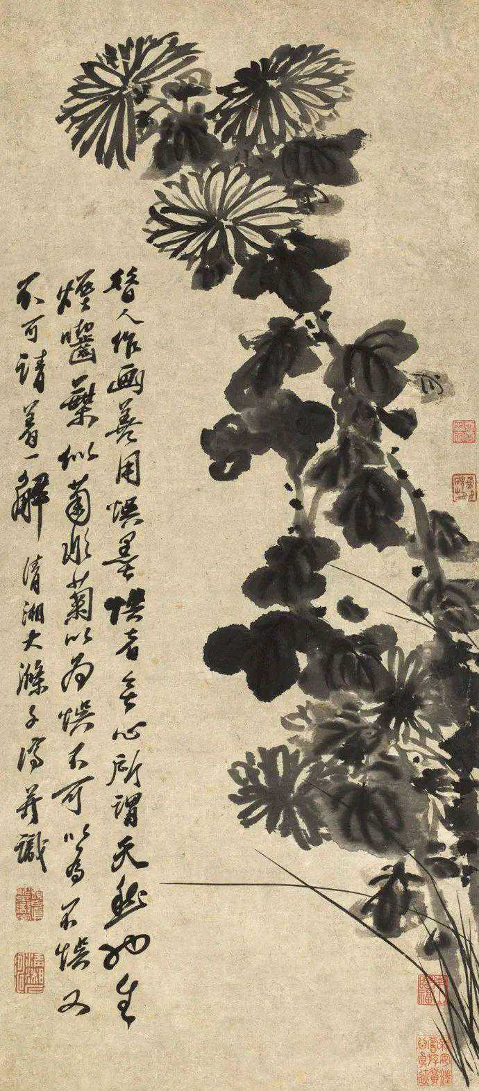 石涛笔下四季花卉，别具生趣。这就是中国风遇见艺术