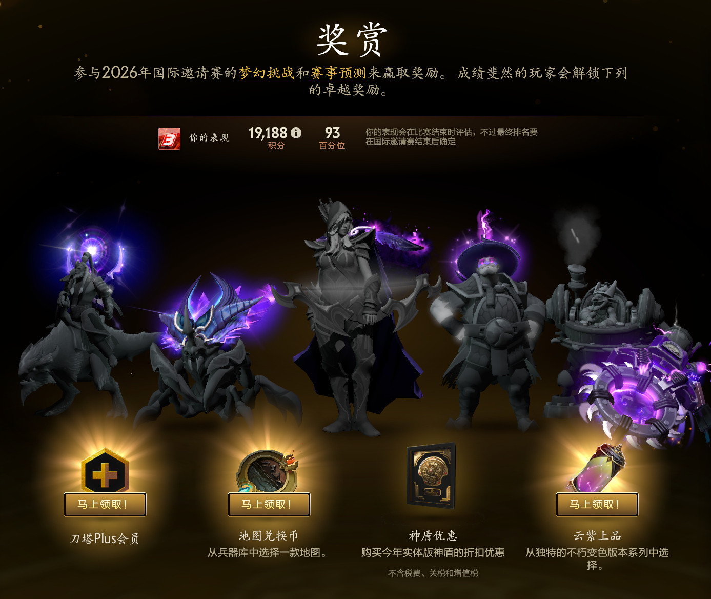 DOTA2TI15赛事预测积分结算了，奖品也可以领取了，我1.9万分在93%