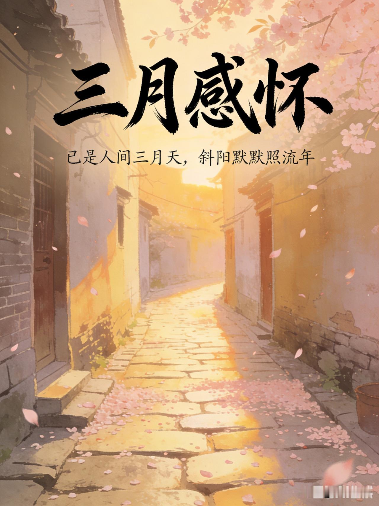 《三月感怀》乐韵诗心原创诗词:已是人间三月天，斜阳默默照流年。青衫染尽风尘