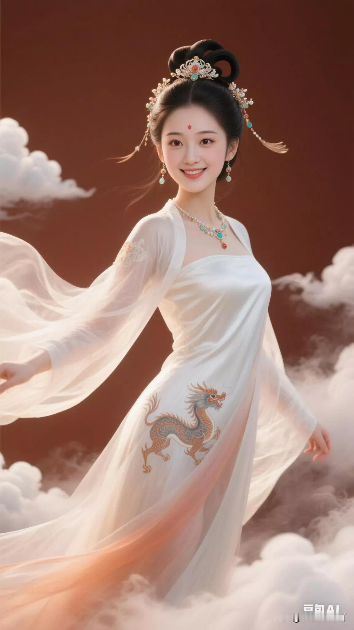 云中仙子舞，瑶台月下逢。张立启原创书画AI作品首发古侍女发髻集锦第230期集锦。