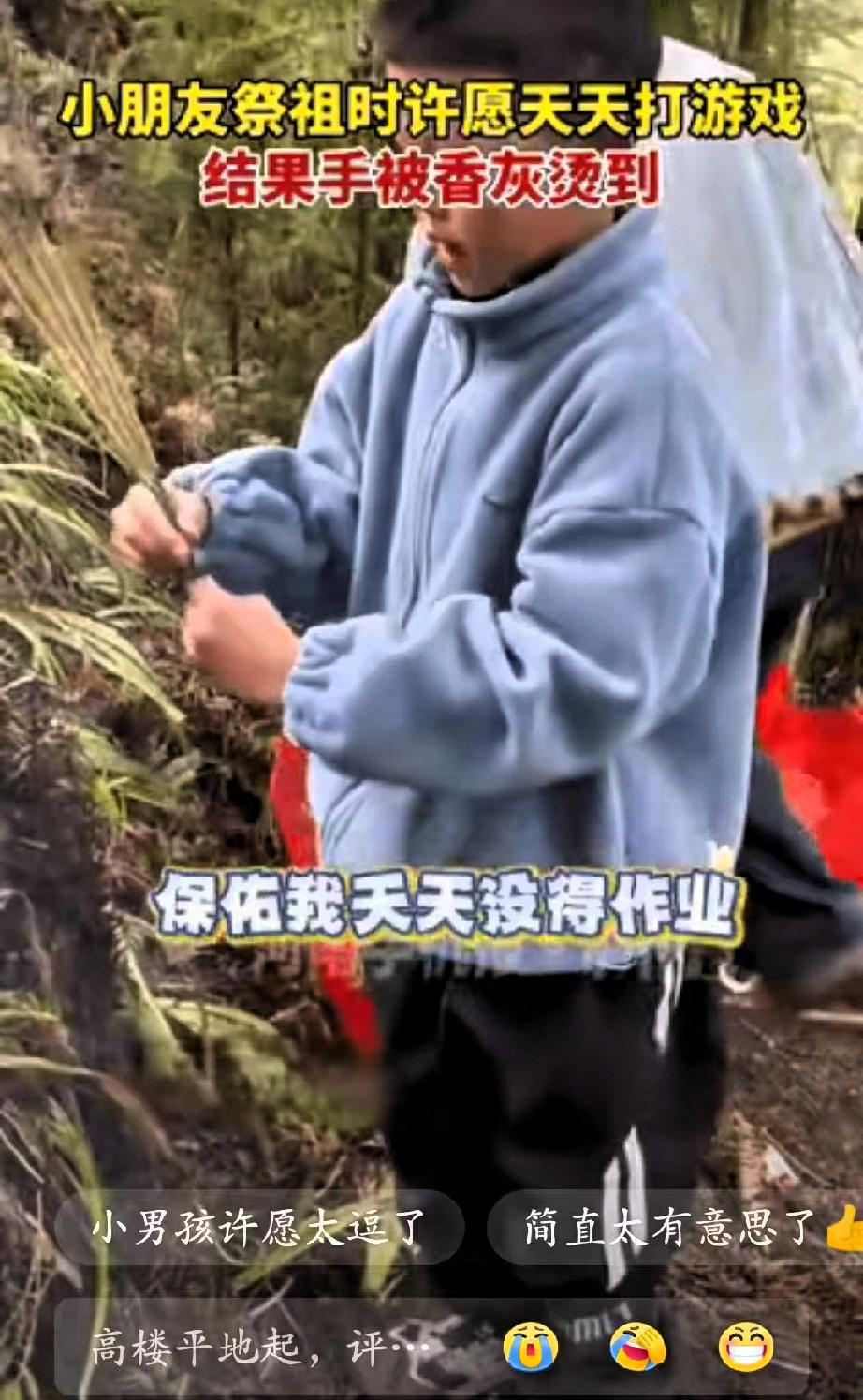 “科学都解释不清了！”重庆，一小男孩跟家人上山祭祖，在跟老祖宗上香许愿时，没有说