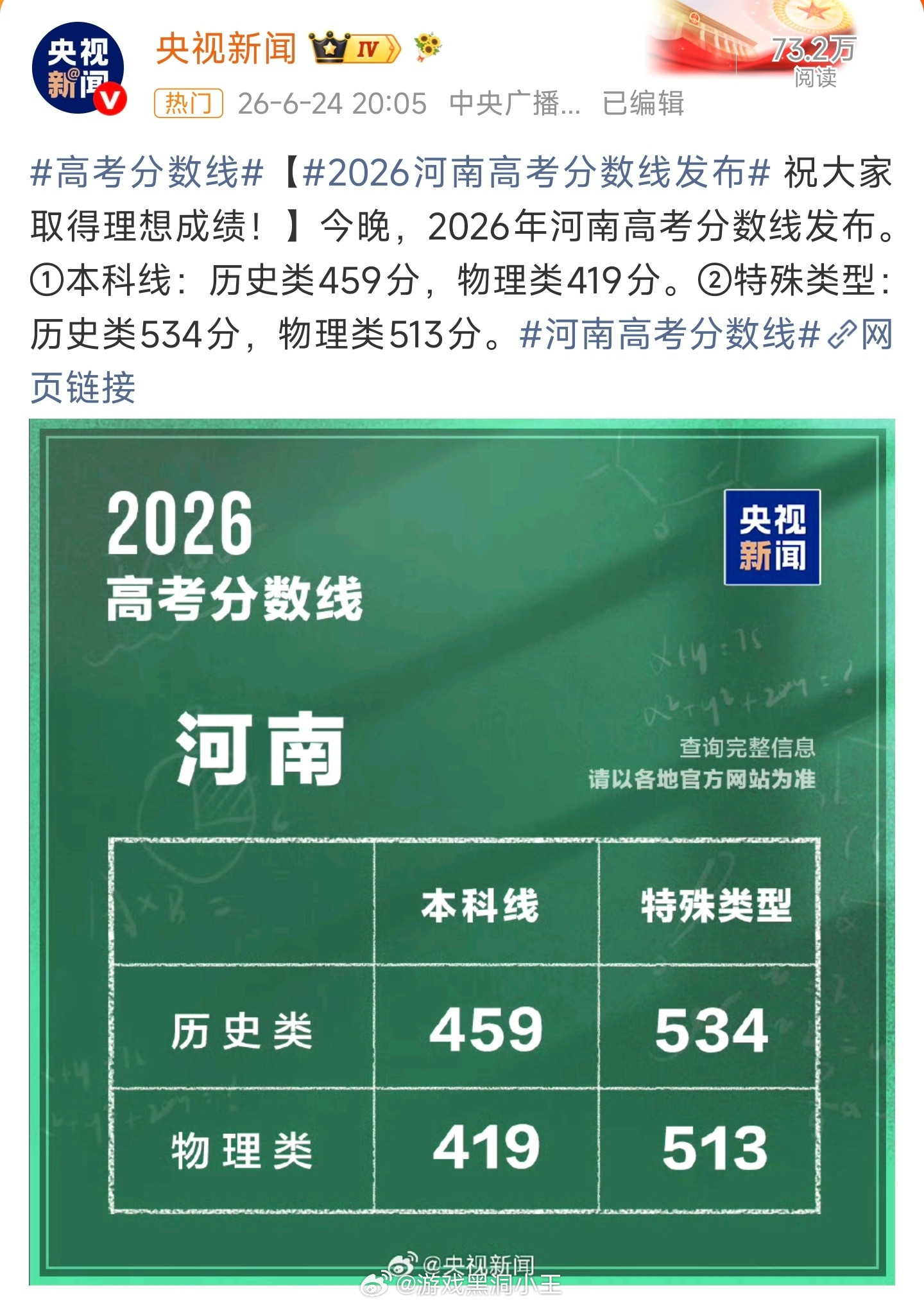 河南高考分数线高考分数河南高考分数线今天公布啦，每一分都算数，每一个努力的你都值