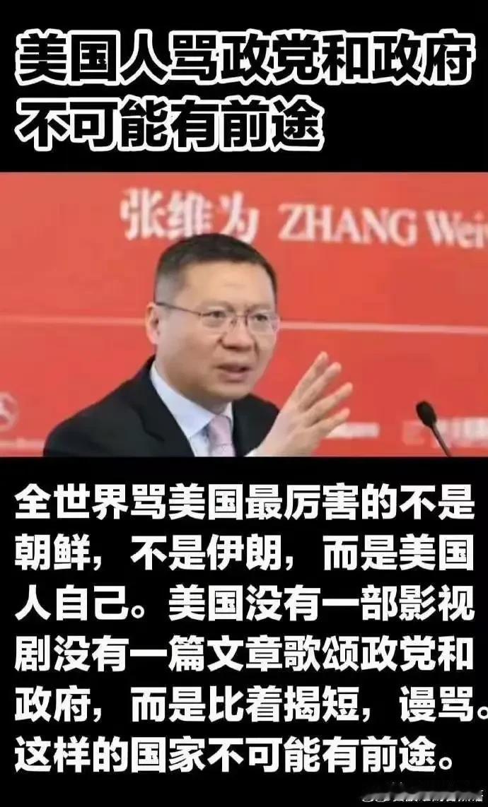 同意张维为教授的高见——美国人，天天骂国家骂政府，这样的国家绝对不会有什么美