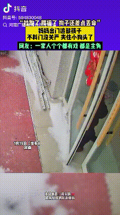 “最无辜的还是小狗”！河南，一小孩调皮闯祸看到妈妈手持棍棒，小孩立马开门就跑，妈