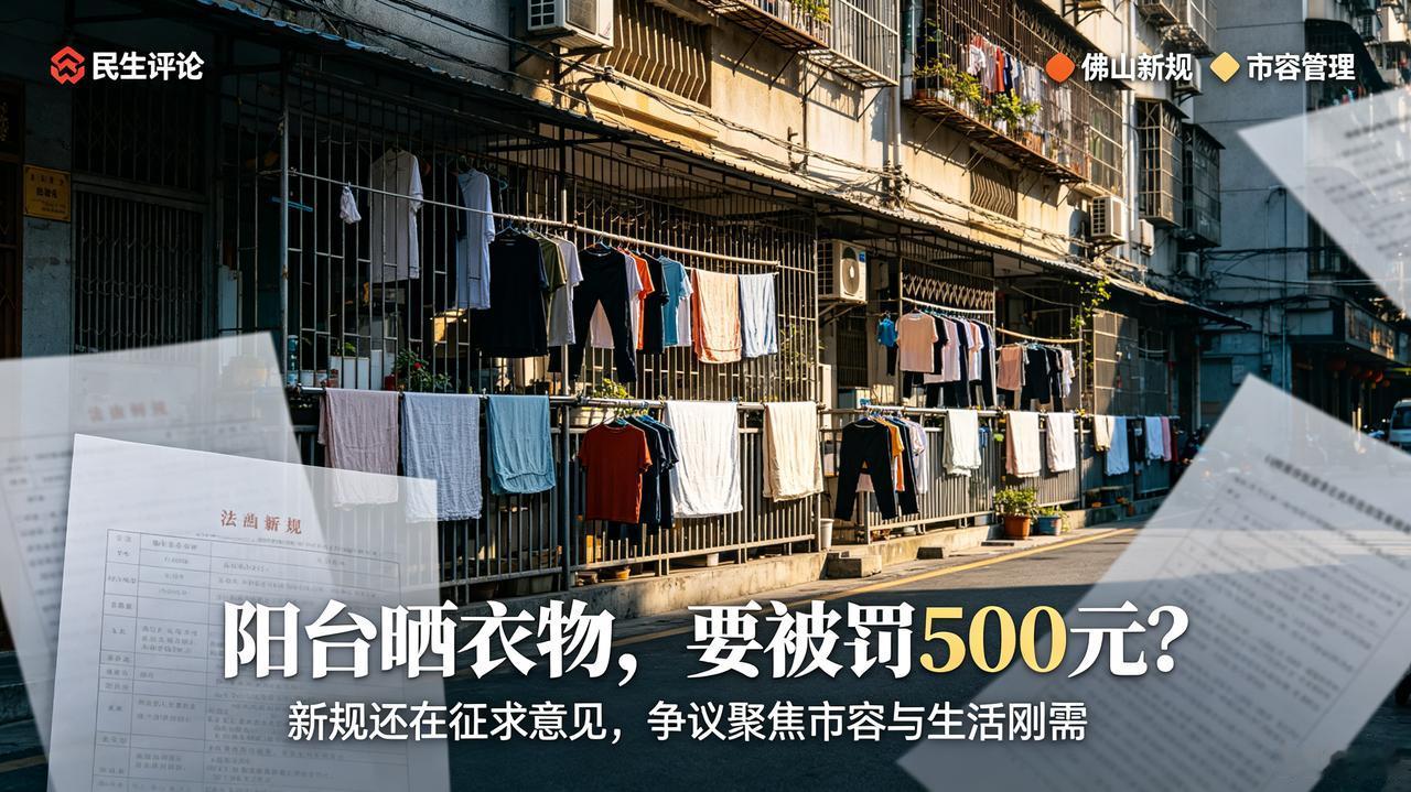 佛山拟临街阳台外晾晒最高罚500，逻辑类似广州禁封窗，自家阳台惹谁了？佛山一