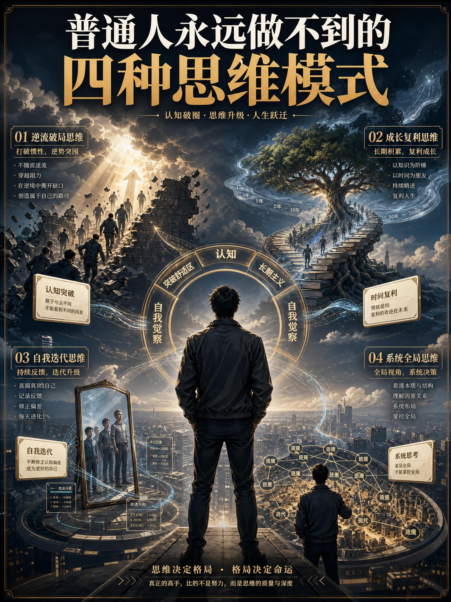 普通人永远做不到的四种思维模式。为什么很多人努力了十几年，人生却没有明...