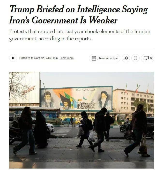 据NewYorkTimes报道，情报部门向特朗普报告称,伊朗已接近临界状