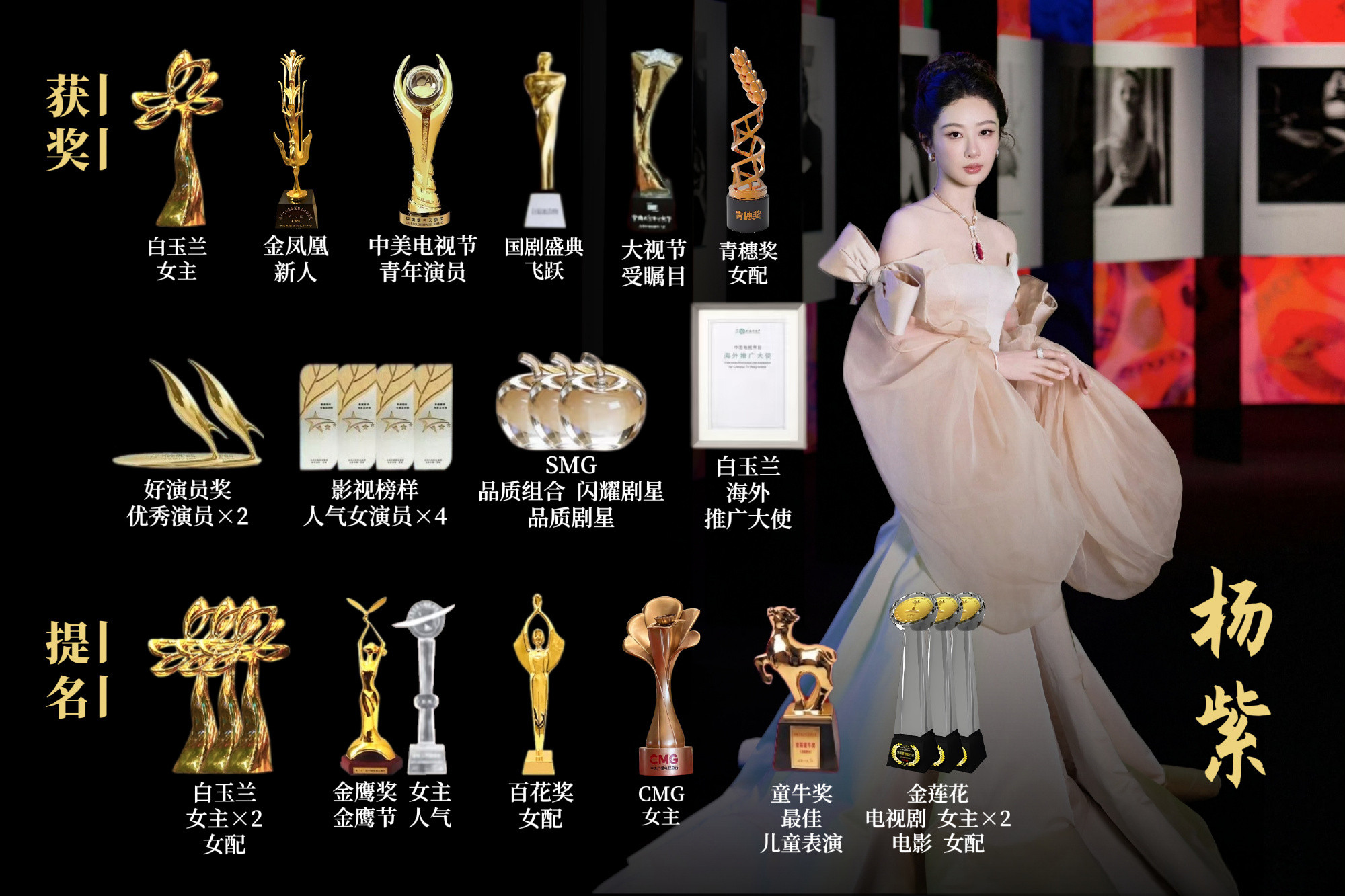 迪丽热巴杨紫个人奖项极致反差