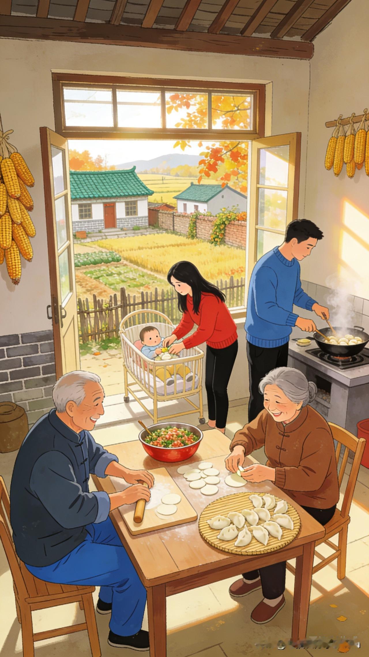 刚才同事说她再也不回老公老家过年了。去年他们拖娃带箱赶回去，推开院门——