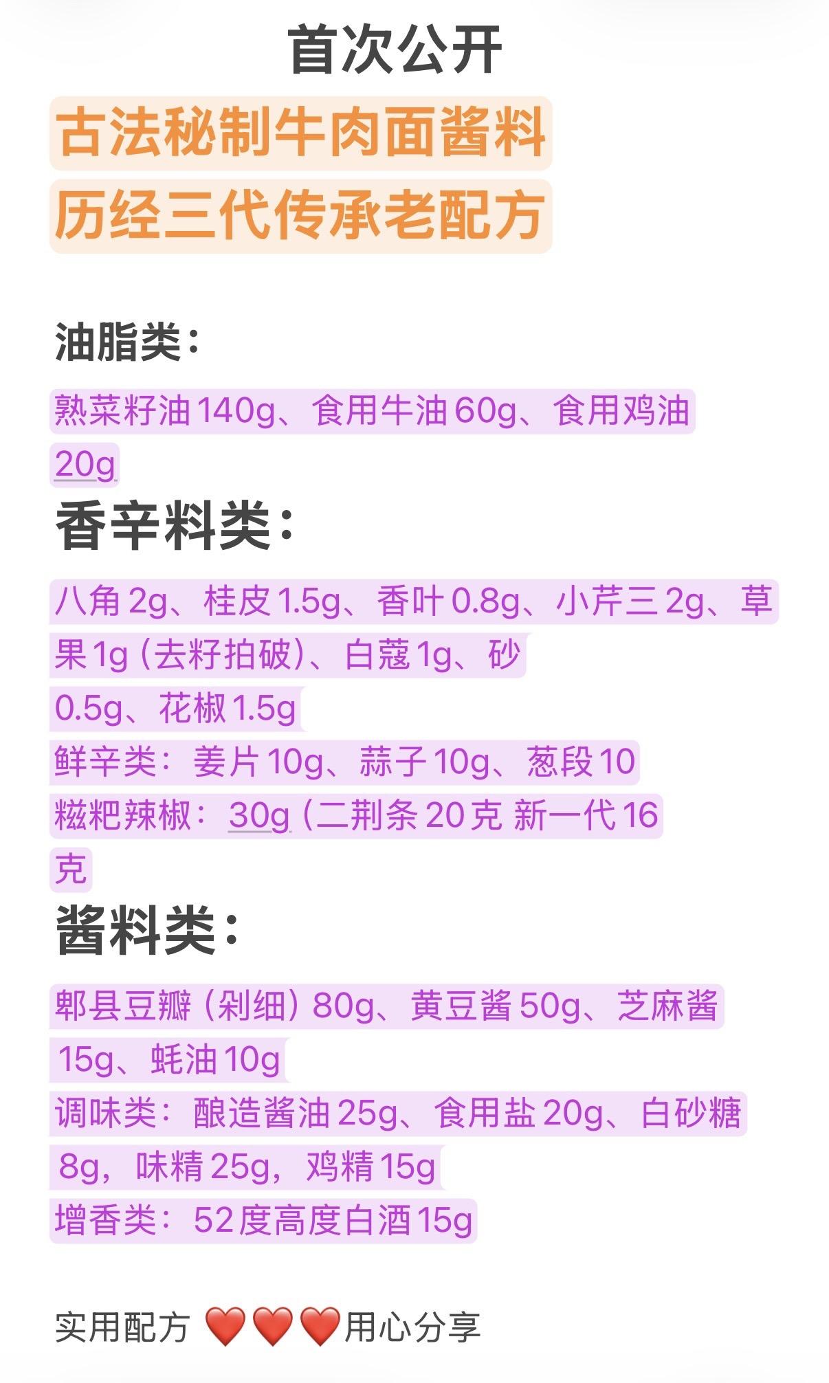 调料配方美食配方牛肉面配方大公开