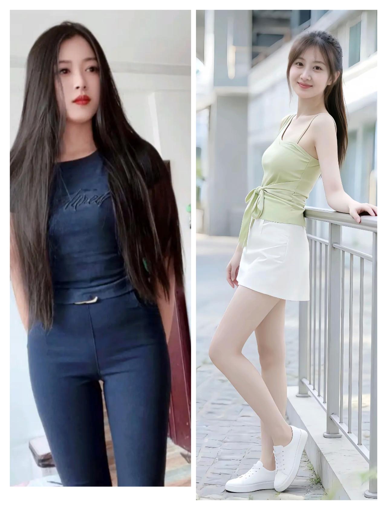 红妆美人倚栏立，绿衣少女倚栏笑。气质红妆女子绿裙花影