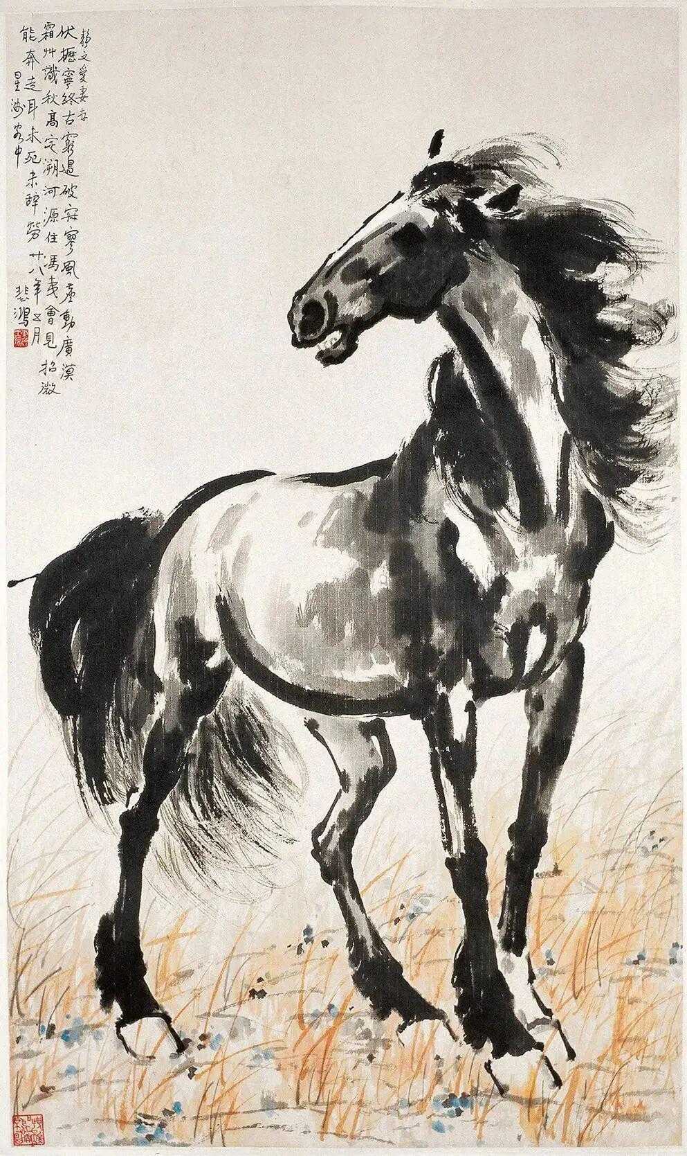 徐悲鸿《立马》130cmx76cm1939年徐悲鸿纪念馆藏。提到画马