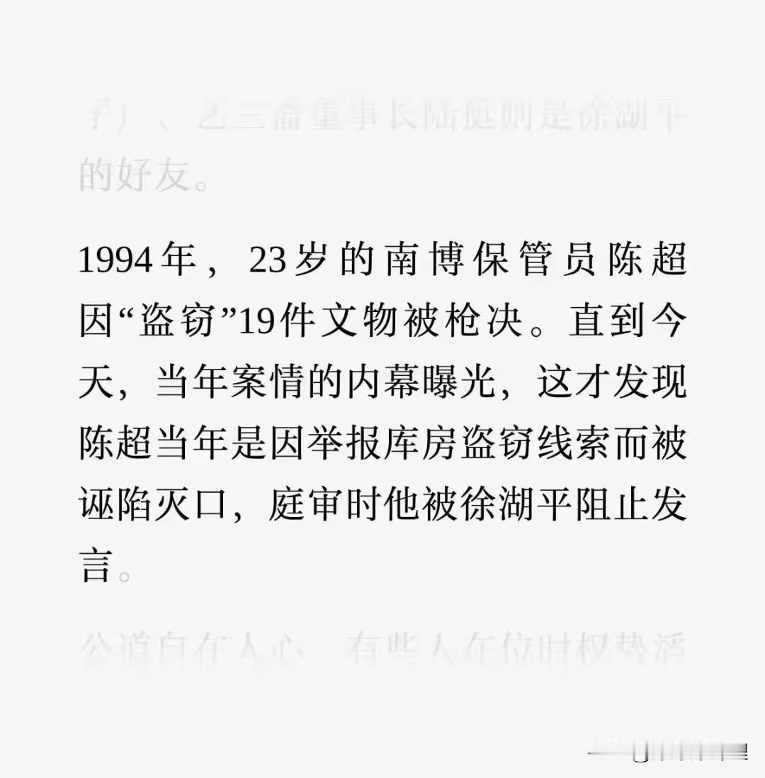 徐湖平这事儿被翻出来，真是越琢磨越让人后背发凉。还记得1994年吗？南京博物