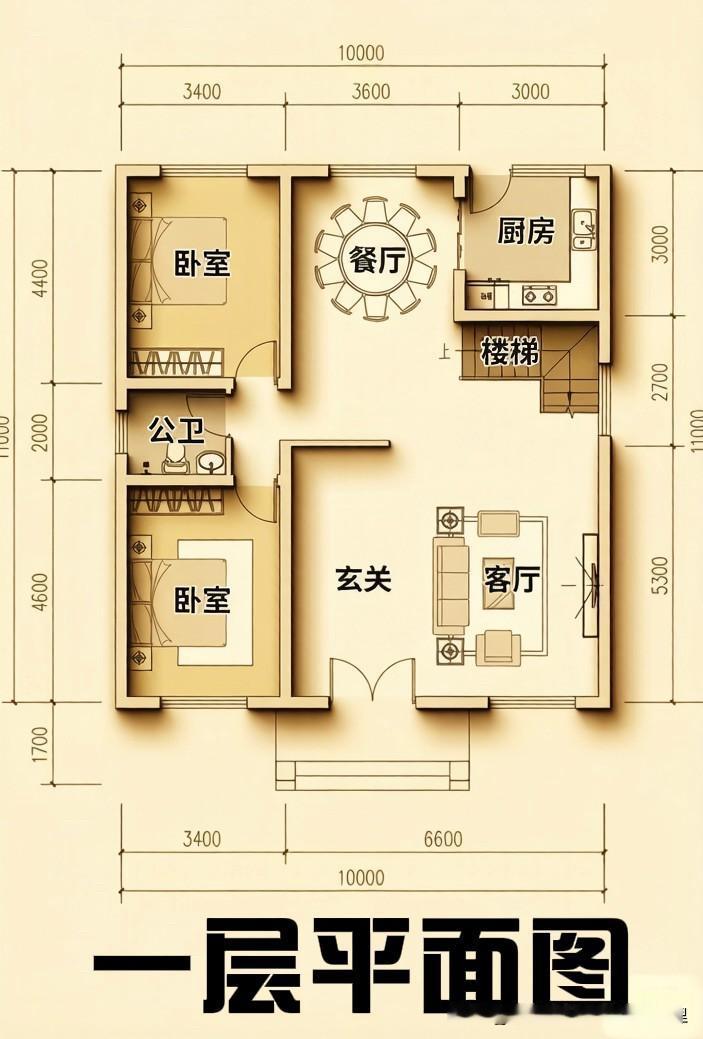 一款“教科书”级别的建房图纸😡😡布局把动静分区做透了：进门是客餐