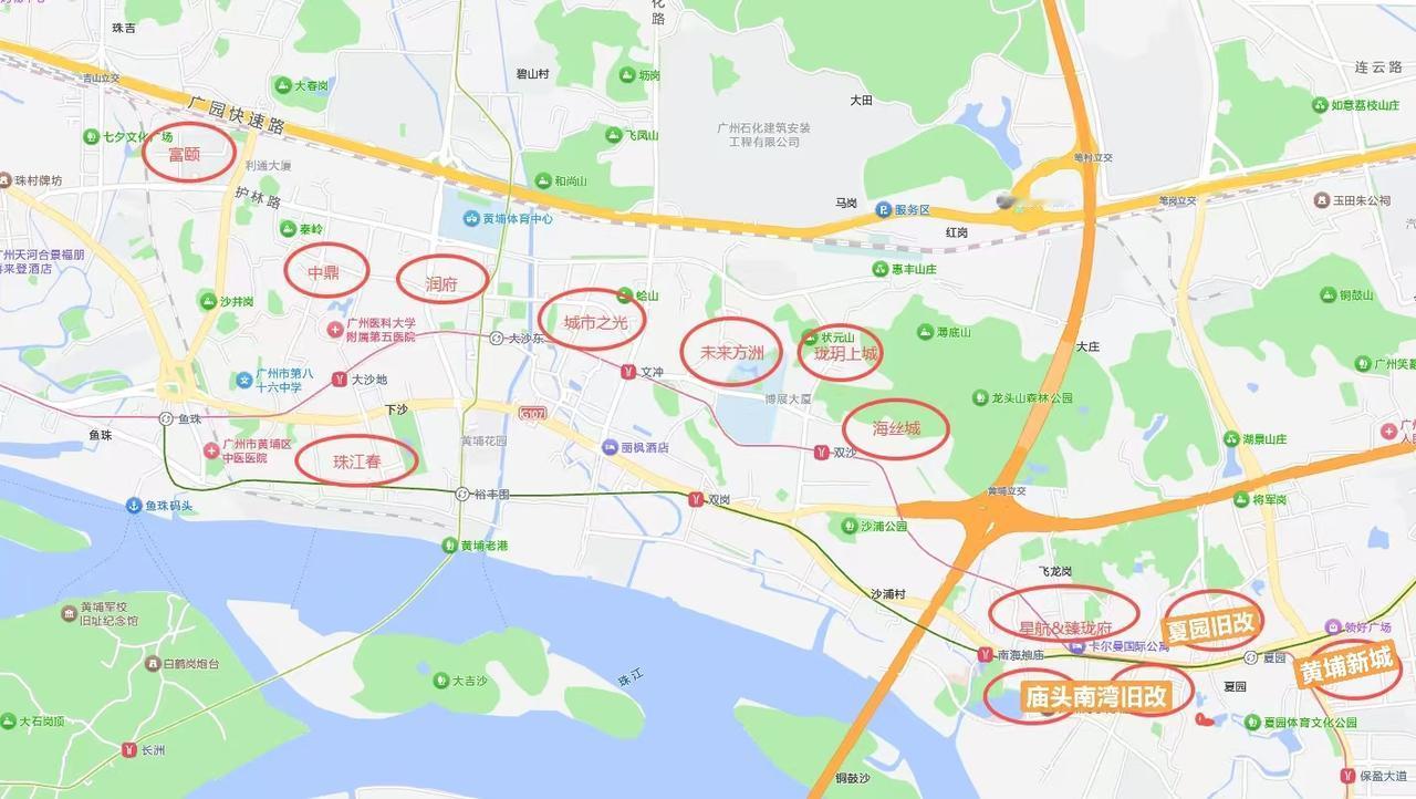 老黄埔旧改进入建设高峰期，沿着黄埔东路（107国道沿线以及周边）十几个楼盘已经矗
