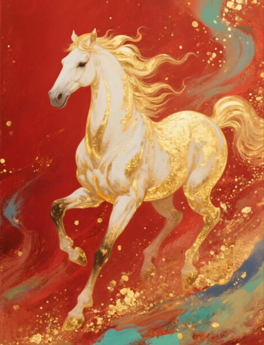 “快马加鞭，好运在前…”​​​传统文化绘画