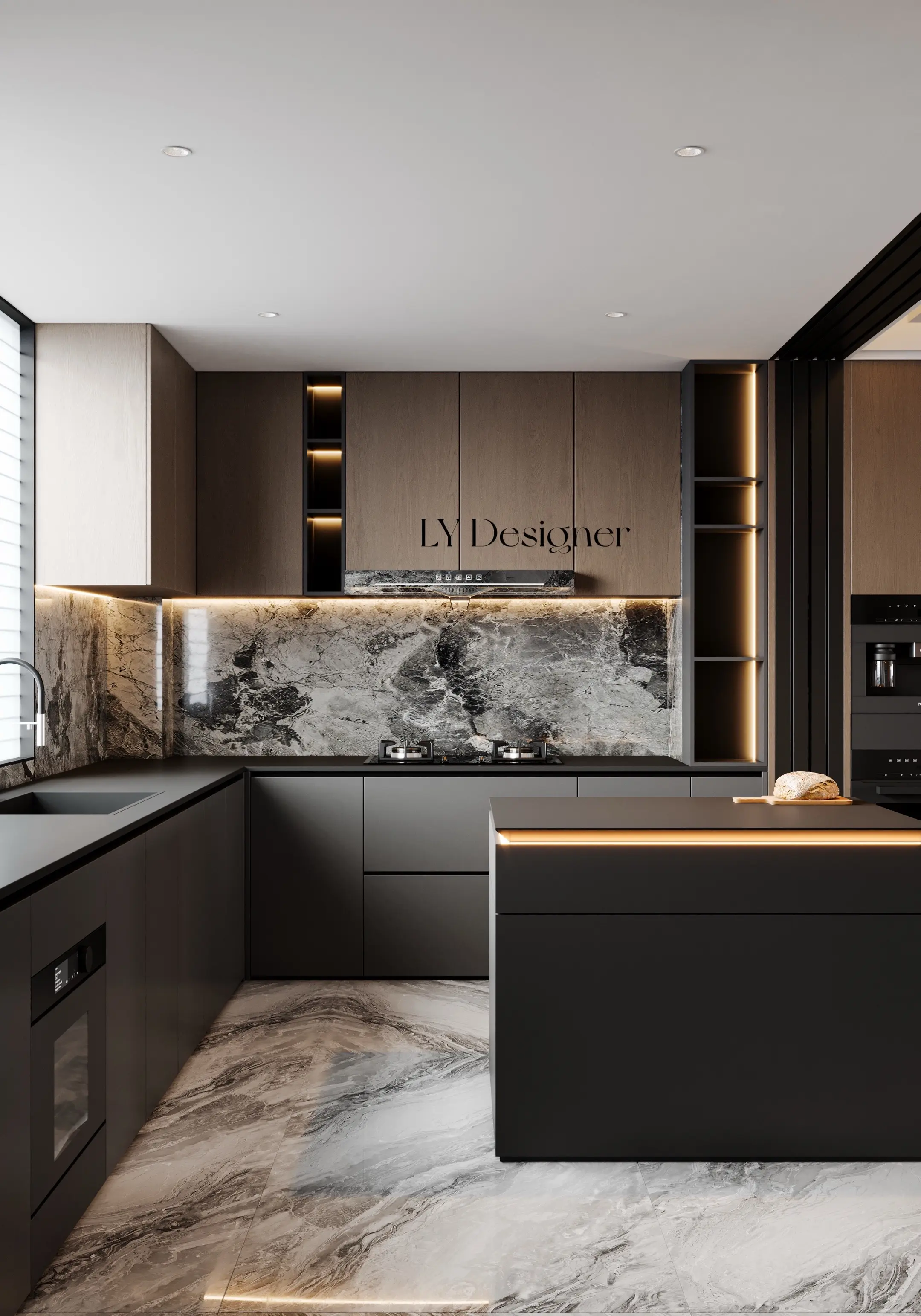 L型布局＋中岛设计看完真想拆了重装！ 厨房采用U型动线，搭配独立中岛 ...