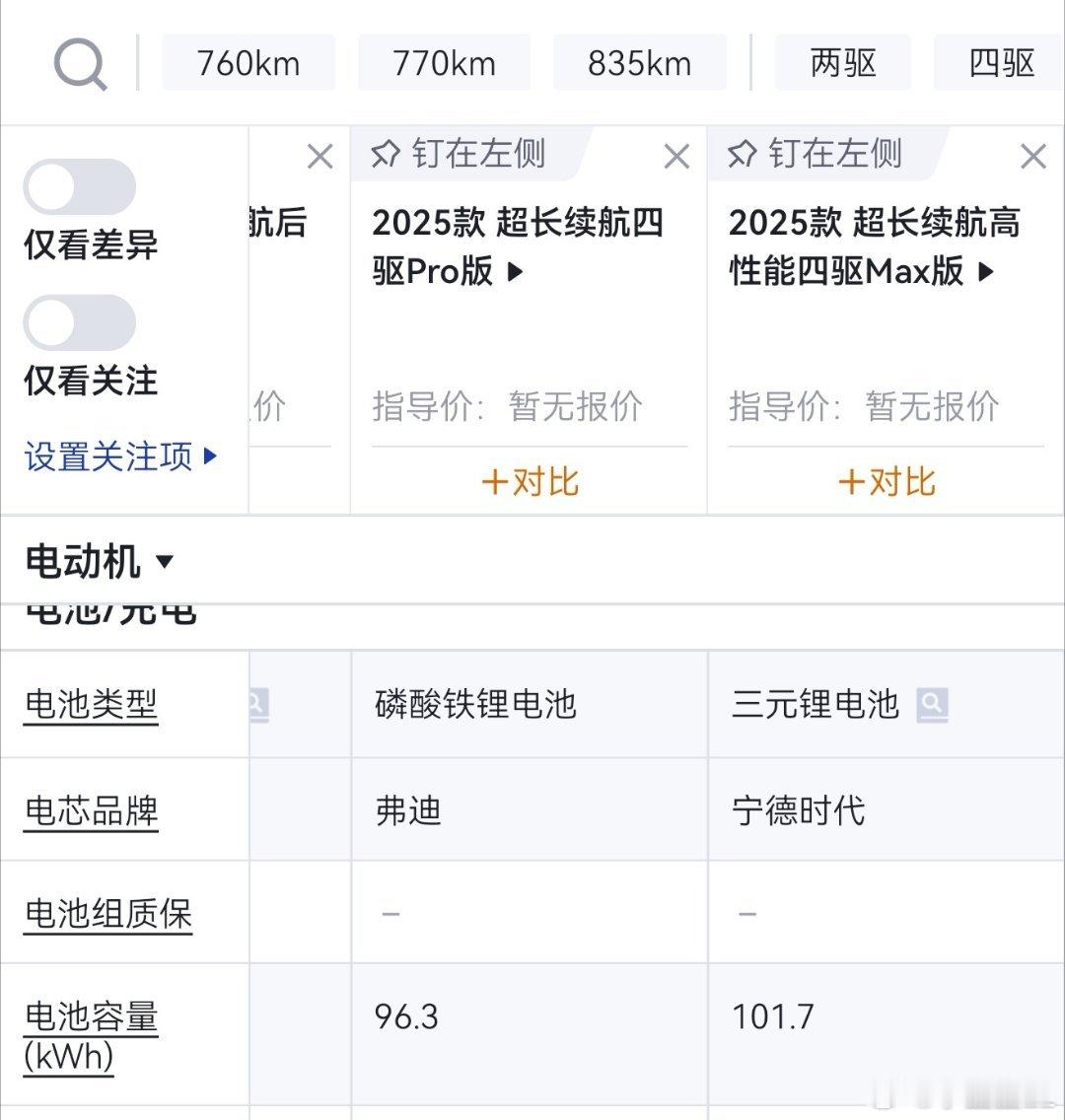 小米YU7在电池搭配上与SU7一样。中低配采用的是弗迪磷酸铁锂电池。高配采用的是
