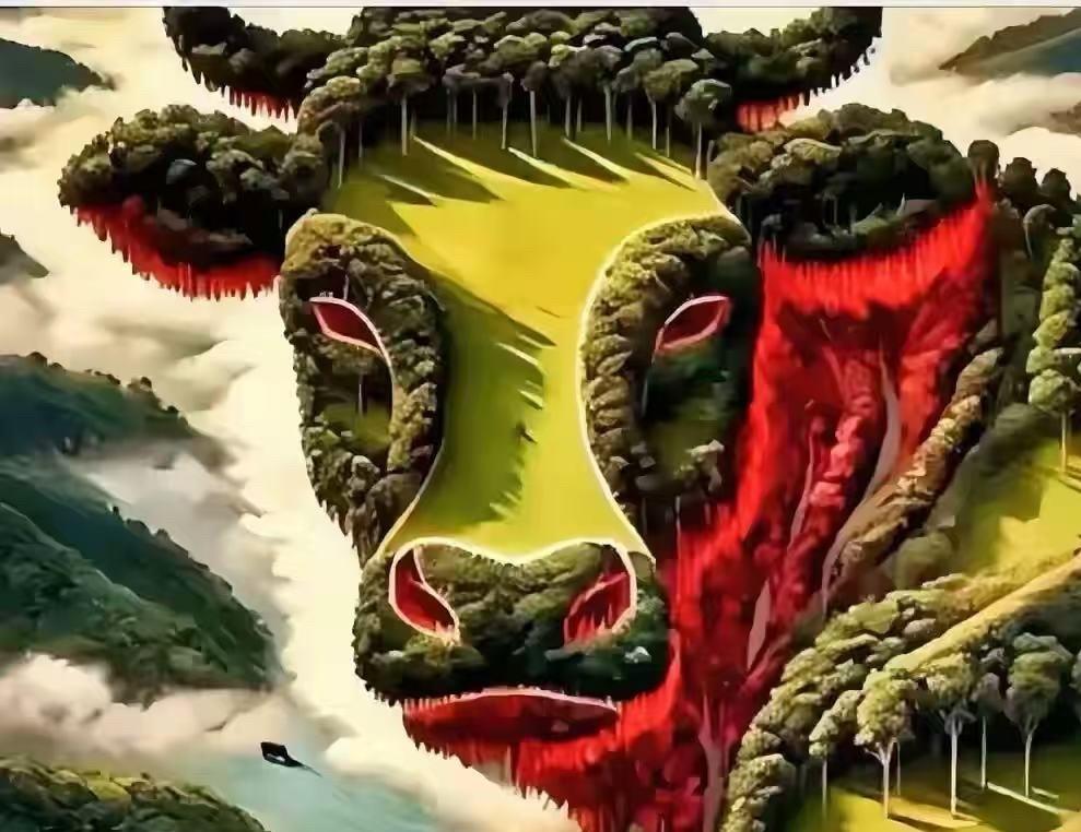 图中你第一眼看到了什么？看看你这辈子修来了什么好福气？A:山川/森林B:一头