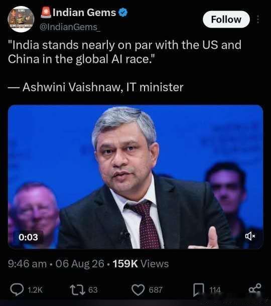 在全球AI竞赛中，印度和中美并驾齐驱。