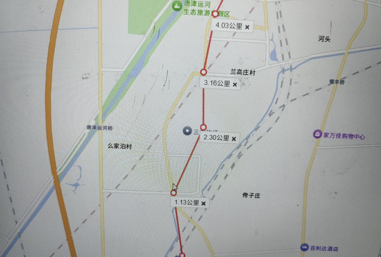 唐山地铁1号线自制规划图线路名称：唐山地铁1号线起止点：七道桥-古冶区政府