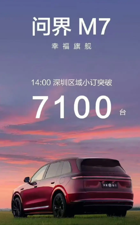 深圳单独发根据鸿蒙智行官方社交账号发出来的消息截止下午二点，深圳地区问界M7，